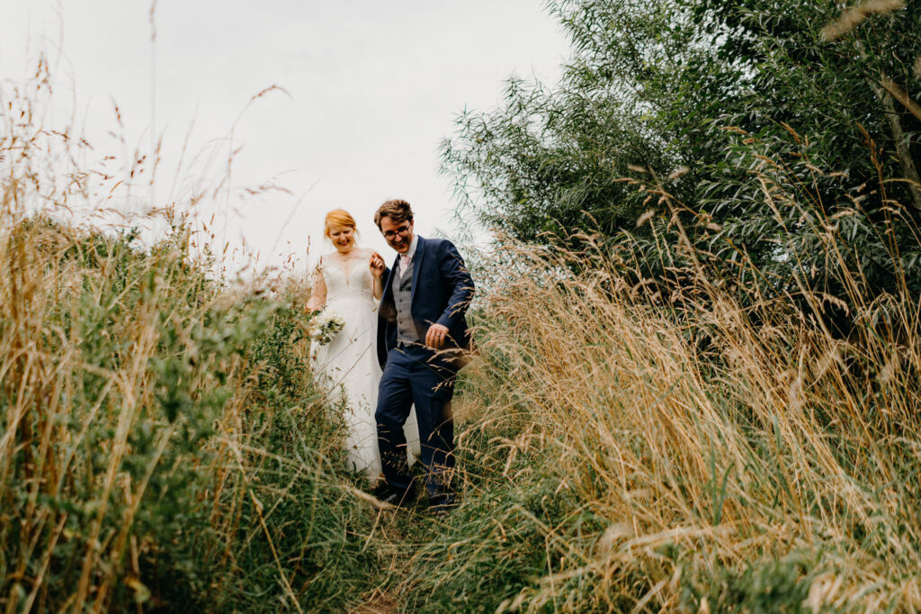 Wedding photography of the couple at Brockholes Nature Reserve in Lancashire