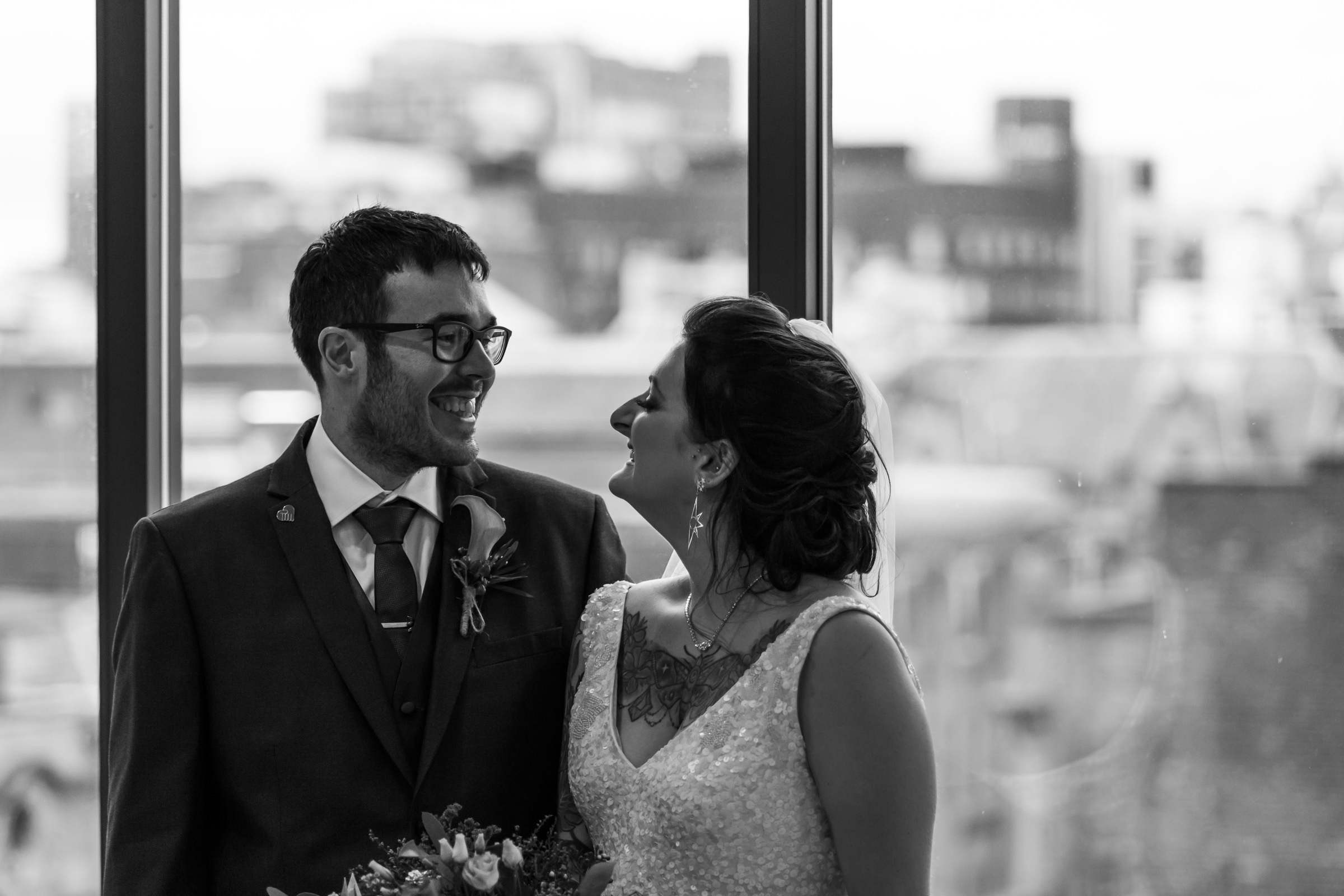Couple portraits at Manchester Hall