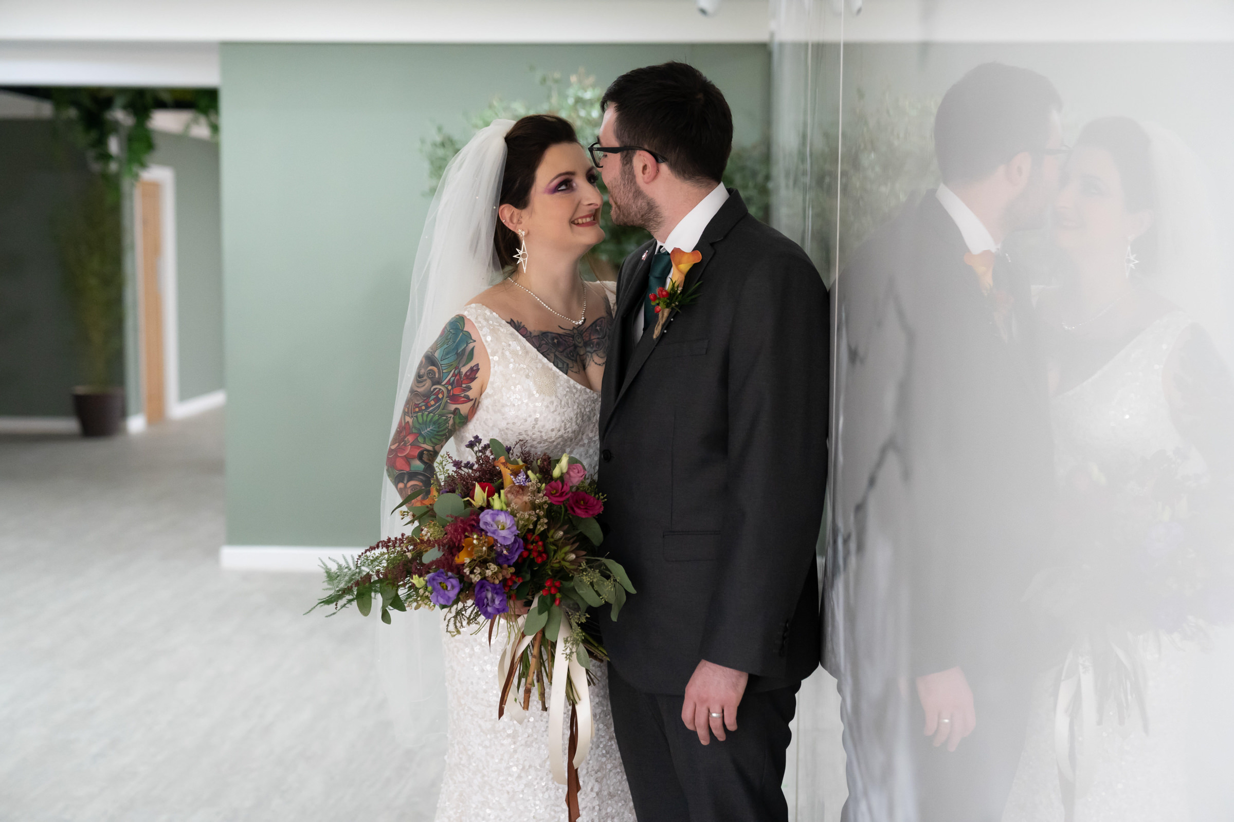 Couple portraits at Manchester Hall