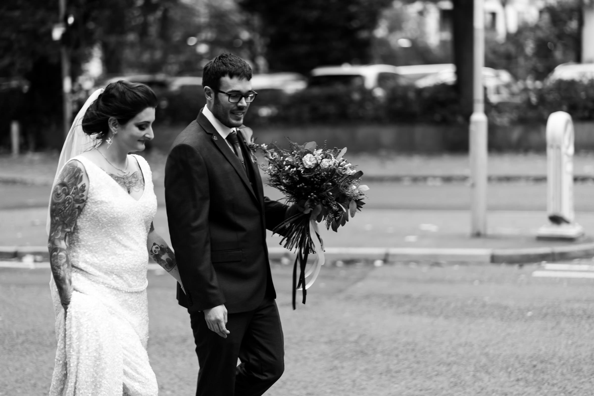 Couple portraits at Manchester Hall
