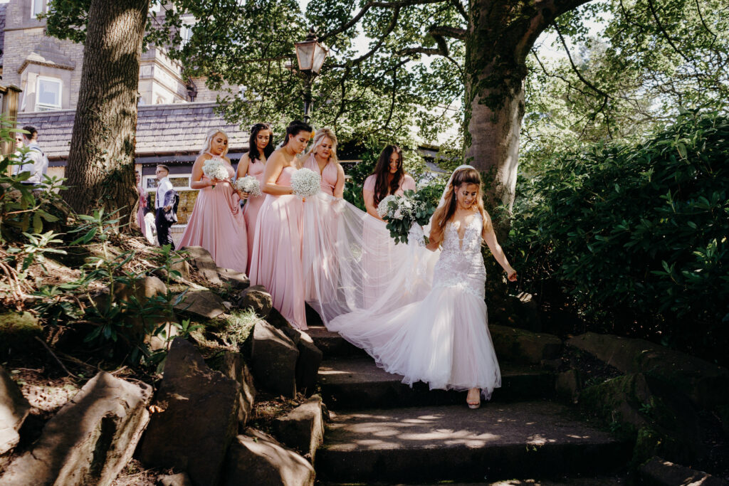 Bride's party outside Norton Grange