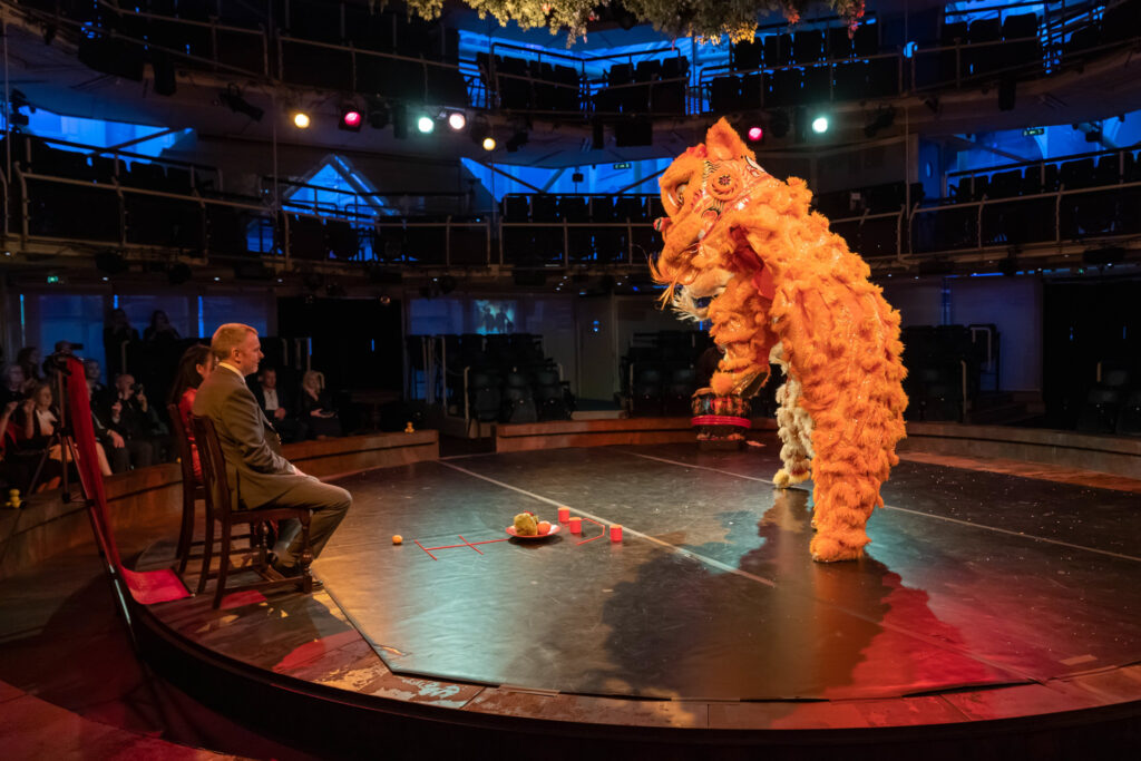 Chinese lion dance at the Royal Exchange Theatre.