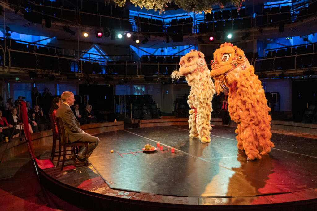 Chinese lion dance at the Royal Exchange Theatre.
