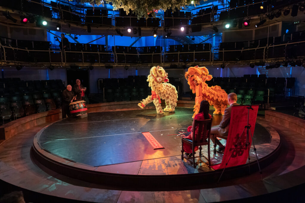 Chinese lion dance at the Royal Exchange Theatre.