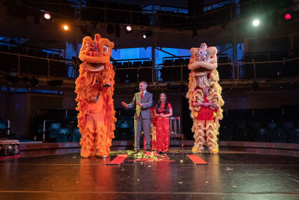 Chinese lion dance at the Royal Exchange Theatre.