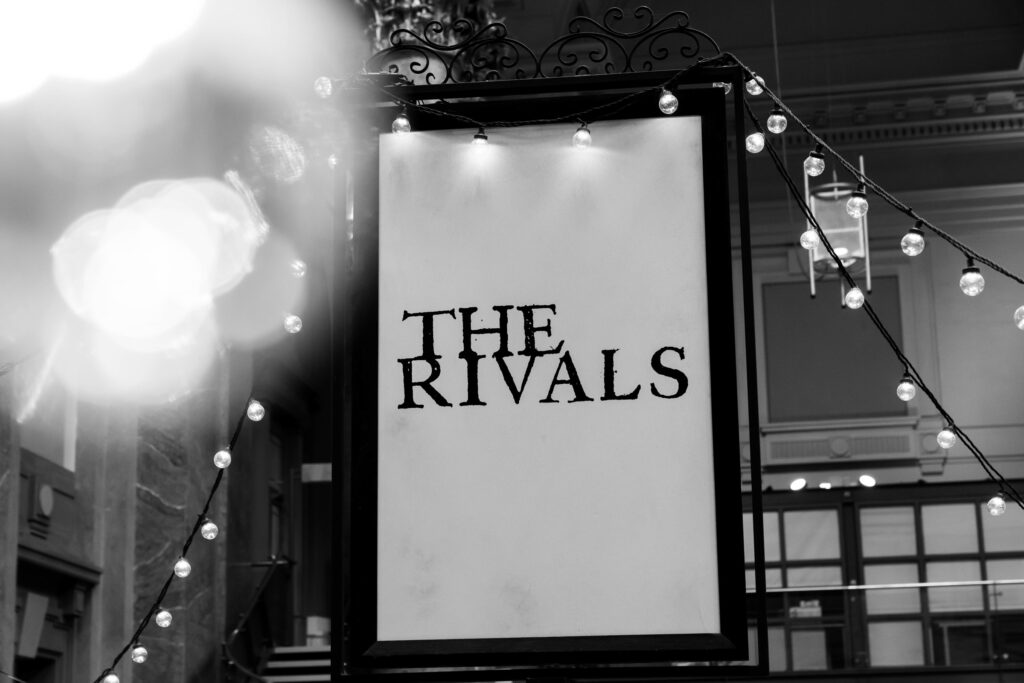The Rivals sign in the Royal Exchange Theatre.