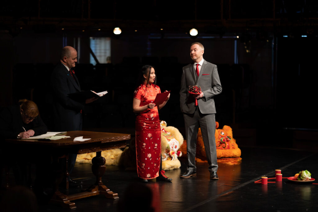 Wedding ceremony at the Royal Exchange Theatre.
