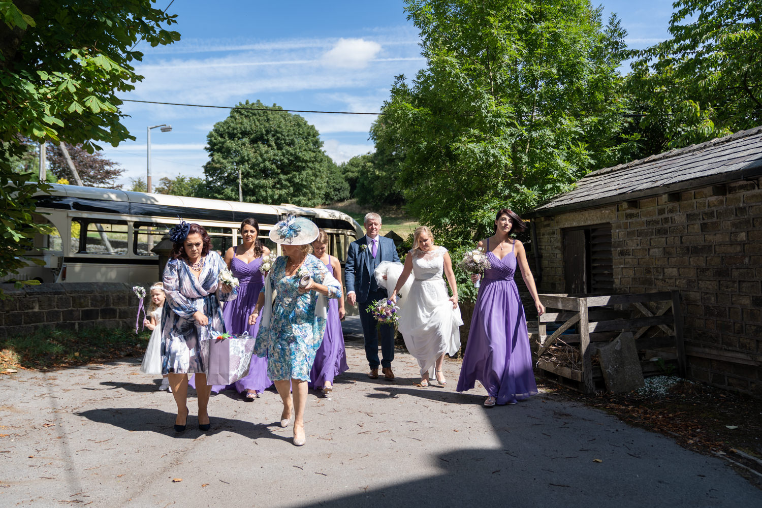 Bride and bridal party arriving at St Mary's