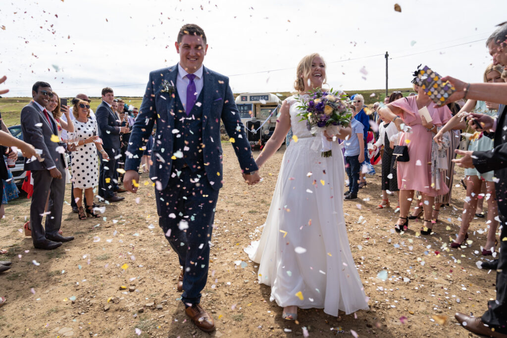 Confetti shot at Wedbarn, West Yorkshire