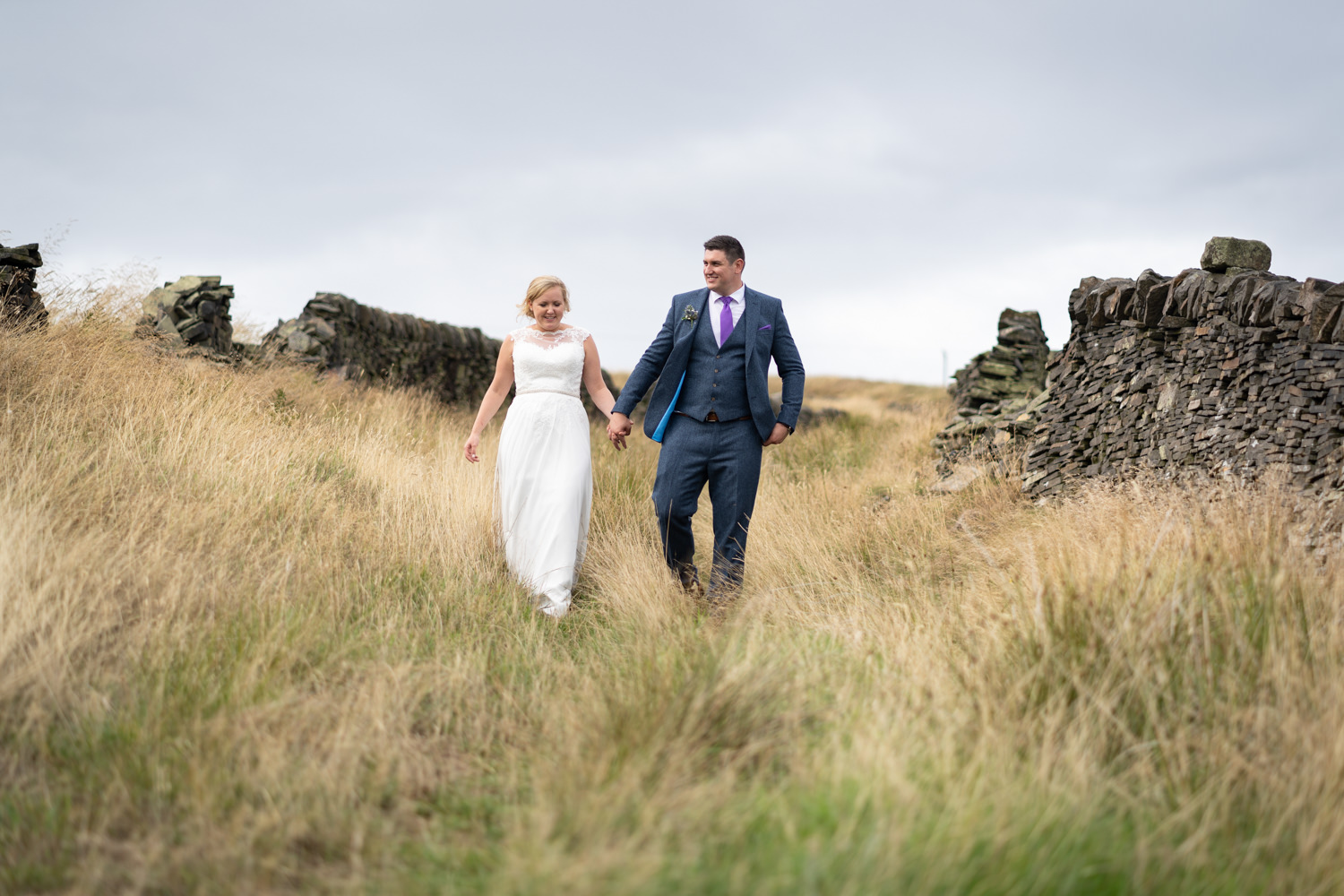 Bride and Groom outside Wedbarn in Yorkshire