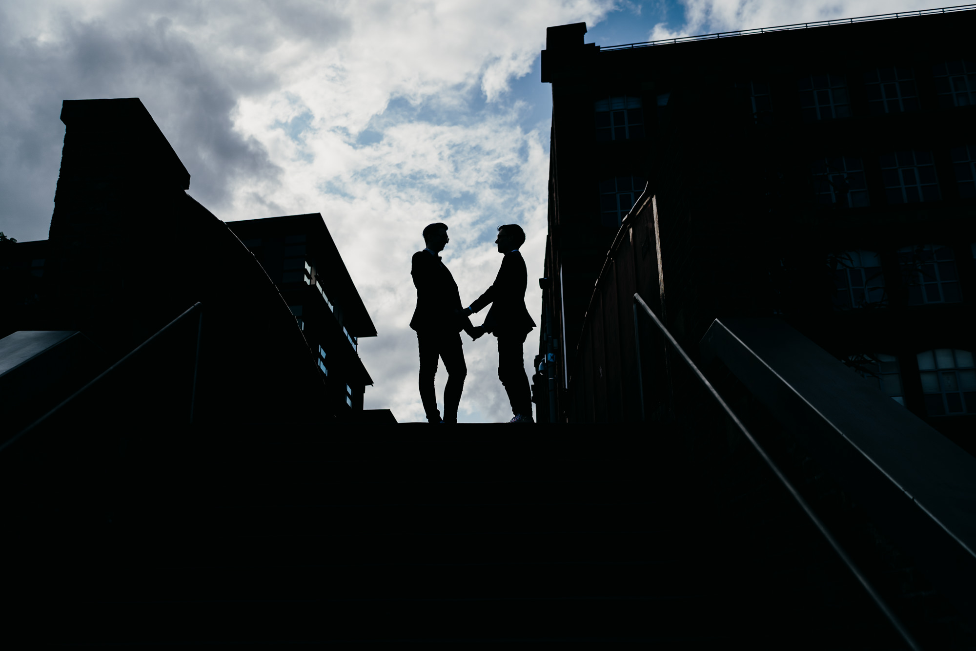 Manchester Same-sex Wedding Photography portraits as a silhouette