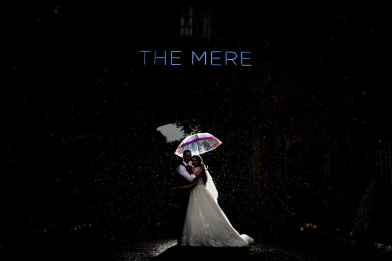 Bride and groom portrait at the Mere golf resort and spa