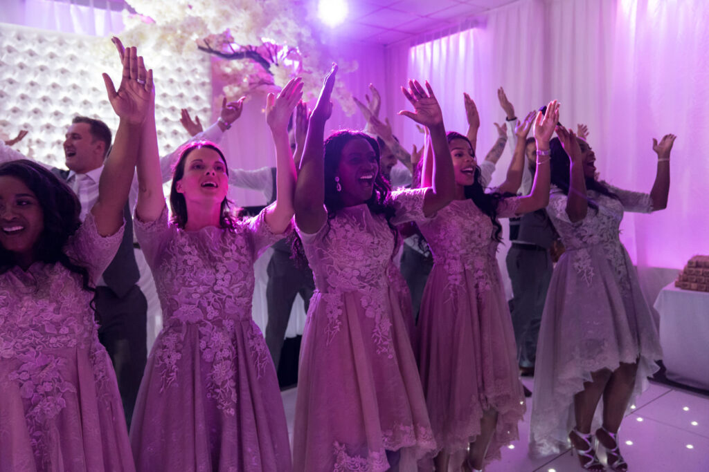 Bridesmaids in a dance off 