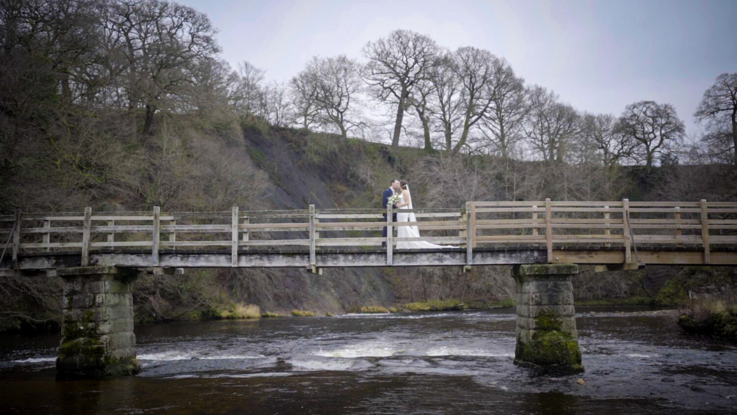 The couple together at Tithe Barn Bolton Abbey for their wedding videography