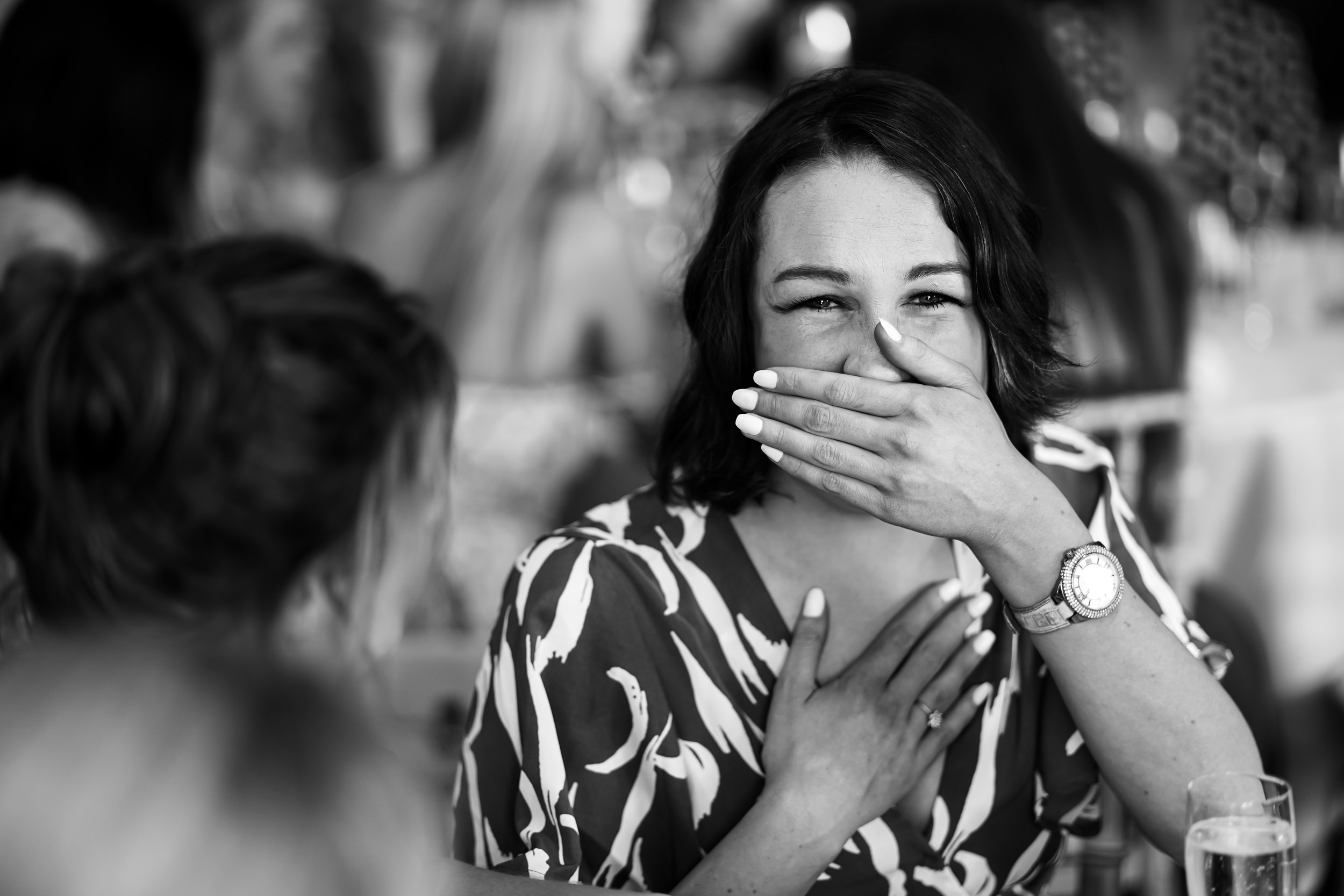 A guest enjoying the speeches at Crow Wood Hotel