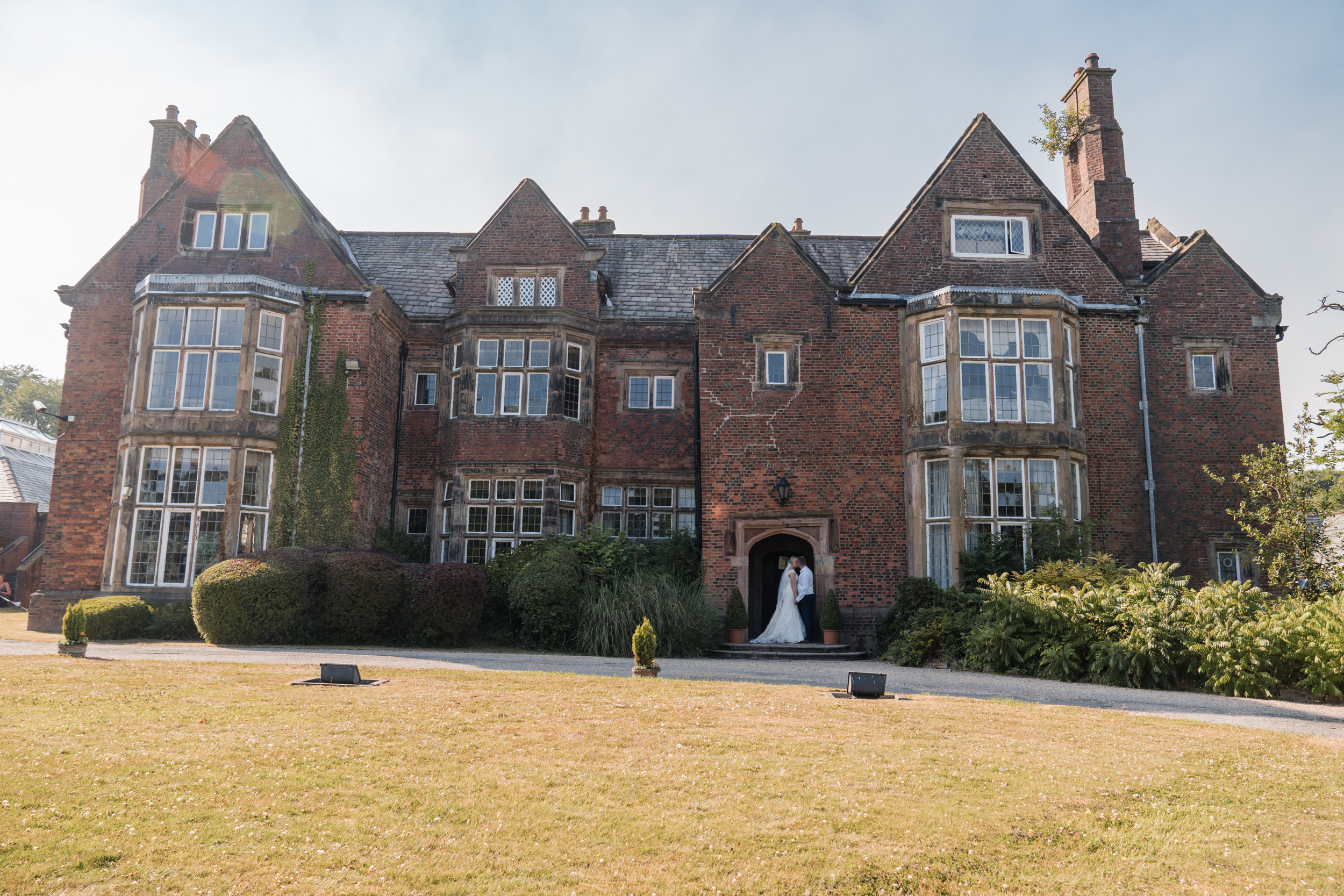 Heskin Hall with the bride and groom at the front