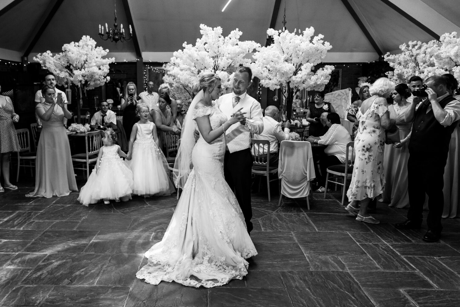 Bride and groom's first dance at Heskin Hall