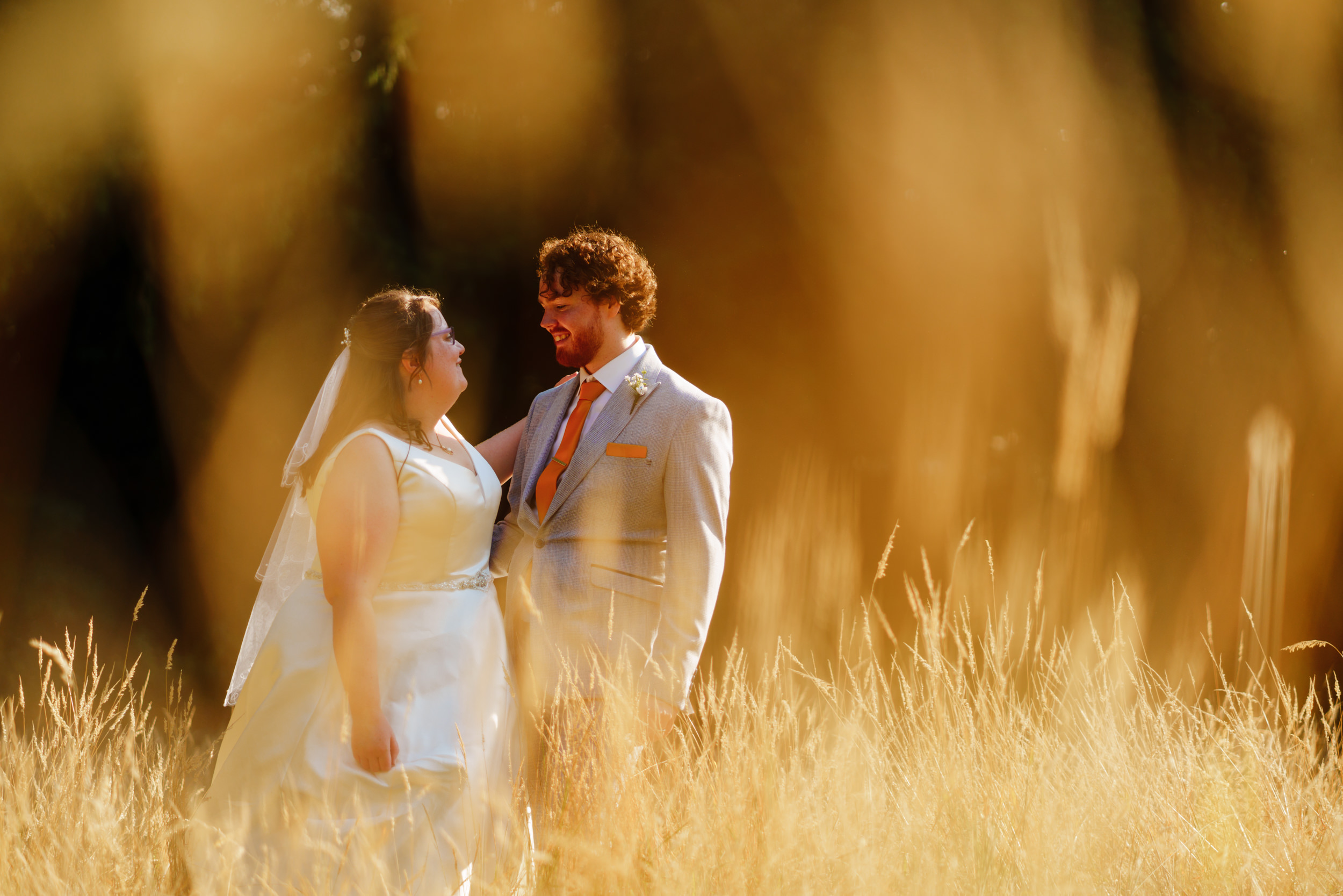 Evening portrait of the bride and groom at Hollins Hall Hotel