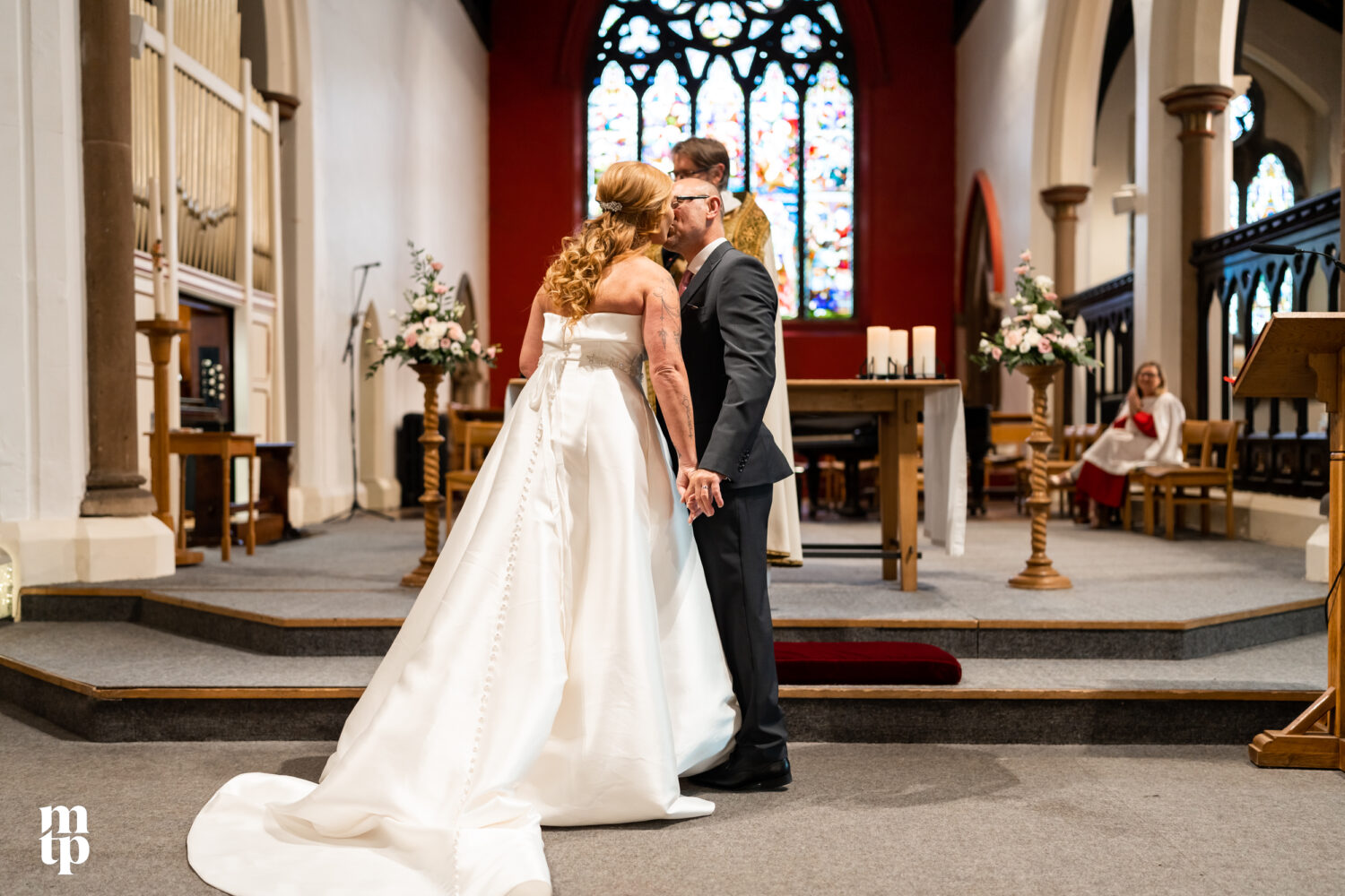First kiss at the Manchester wedding in Chorton.
