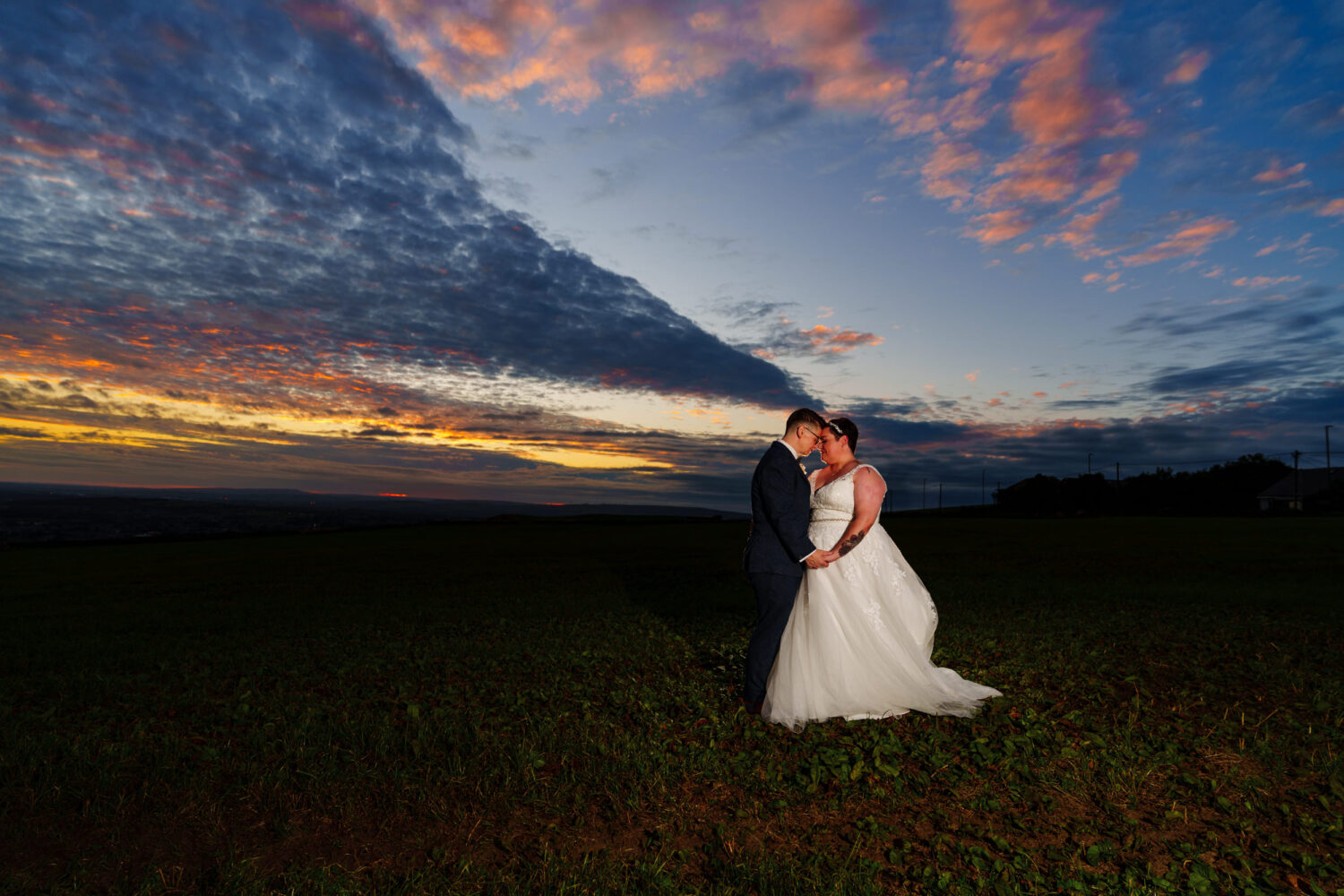 Sunset Portrait of the brides near Grains Bar Hotel