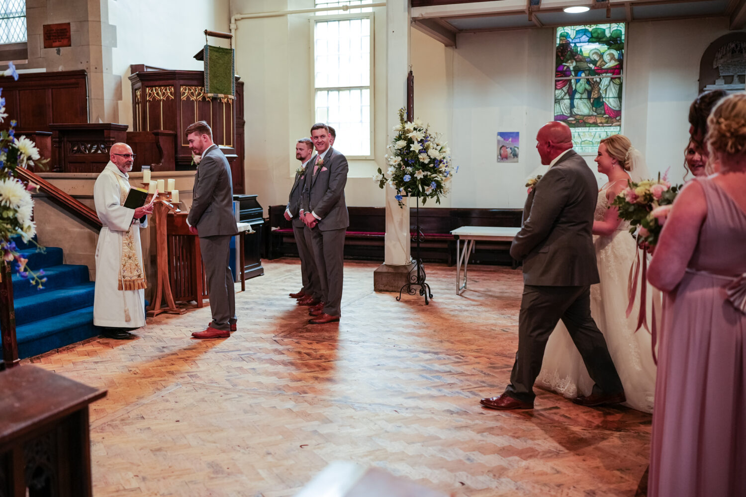 Arrival of the bride. Christ Church Linthwaite