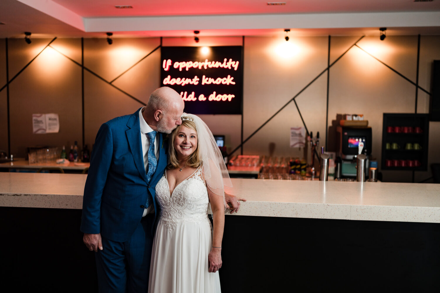 Bride and groom together at the Village Hotel