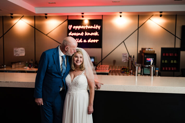 Bride and groom together at the Village Hotel
