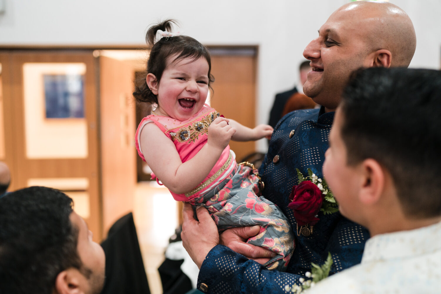 Guests celebrating after the wedding ceremony at Shree Bharatiya Mandal