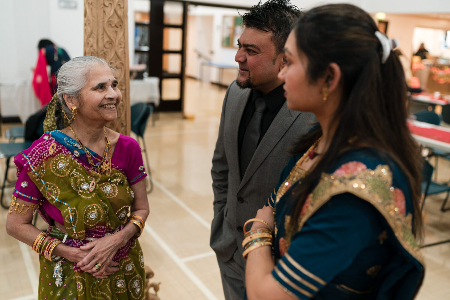 Guests celebrating after the wedding ceremony at Shree Bharatiya Mandal