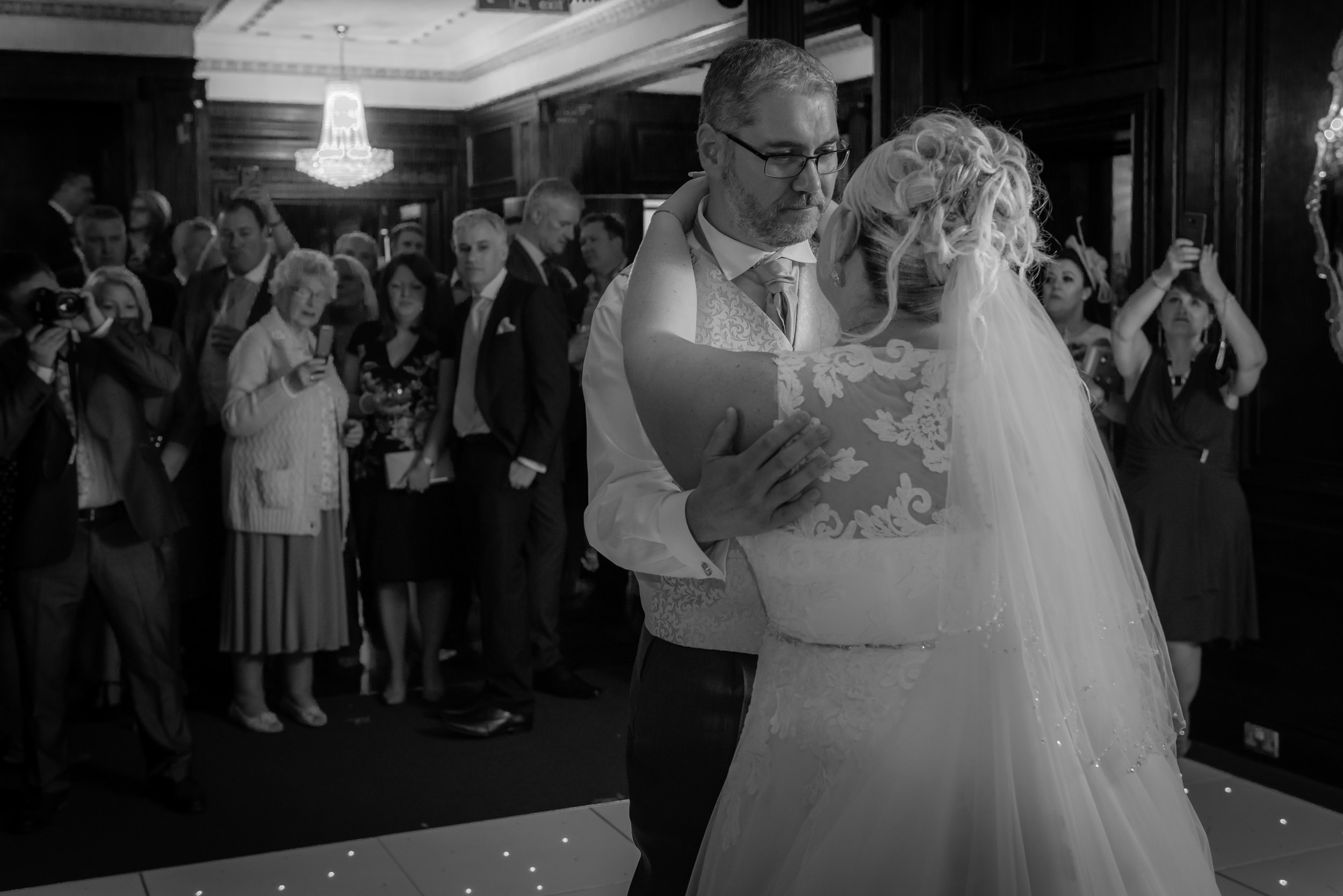 Bride and groom's first dance together at Eaves Hall