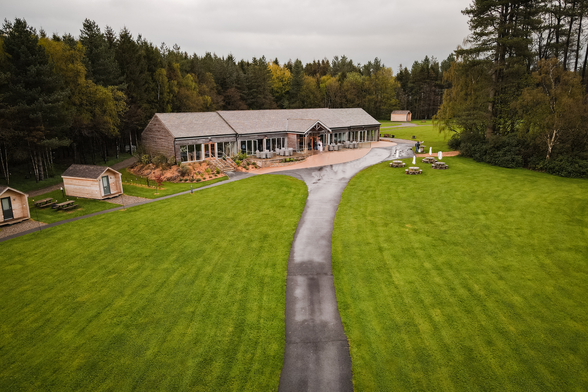 Aerial photograph of Hobbit Hill Wedding Venue