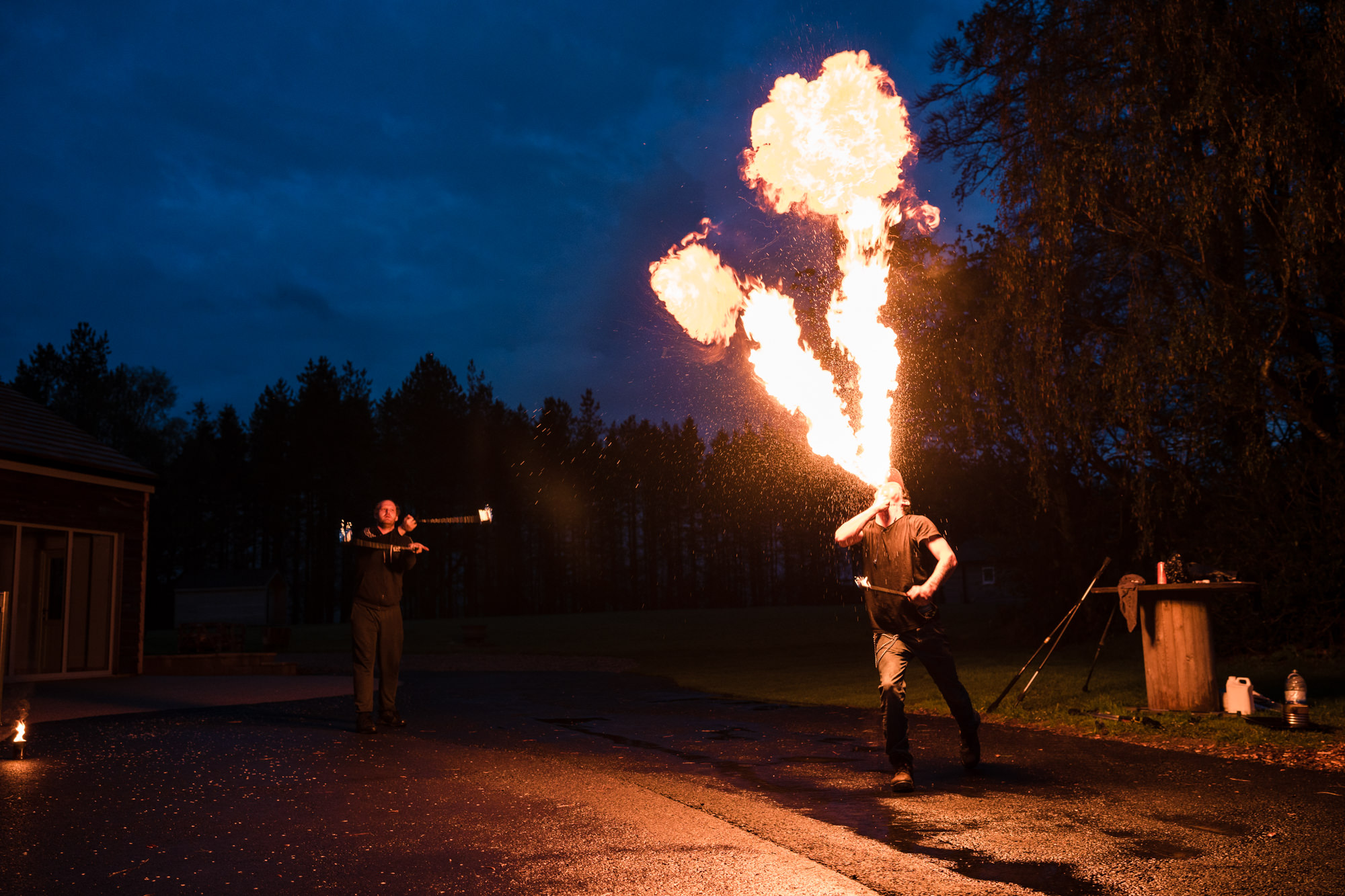 Fire dancer at this Hobbit Hill Wedding