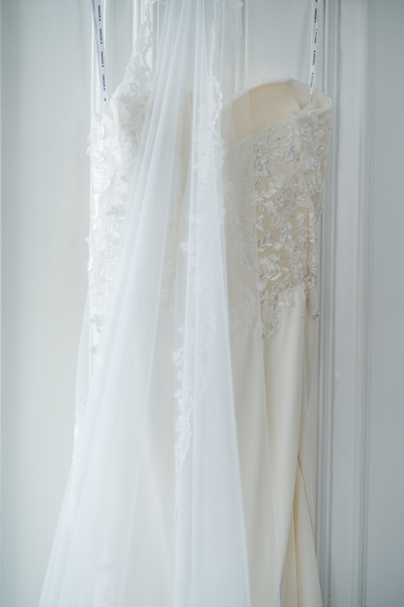 Detail shot of the brides dress at the Hobbit Hill Bridal Prep Venue
