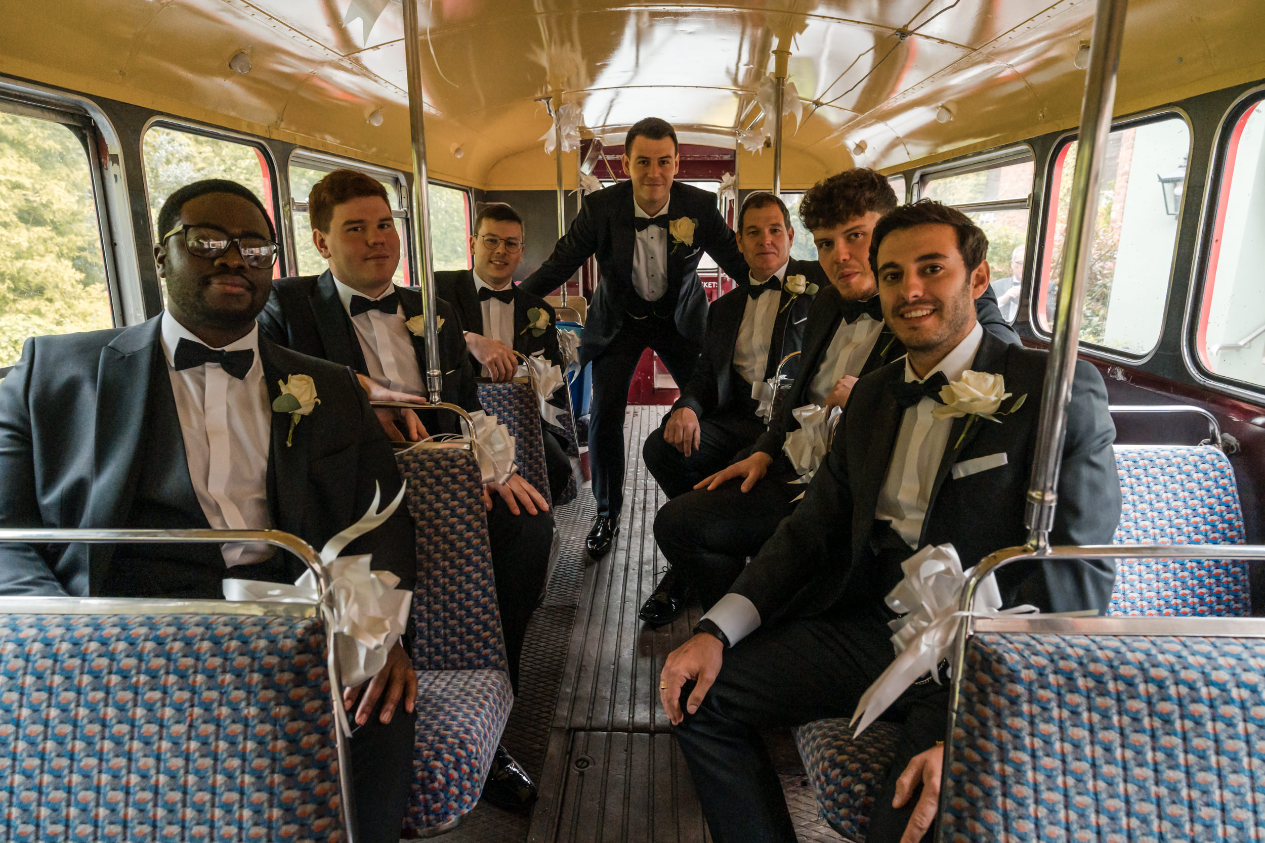 Group shot on the Routemaster outside the Stanneylands.