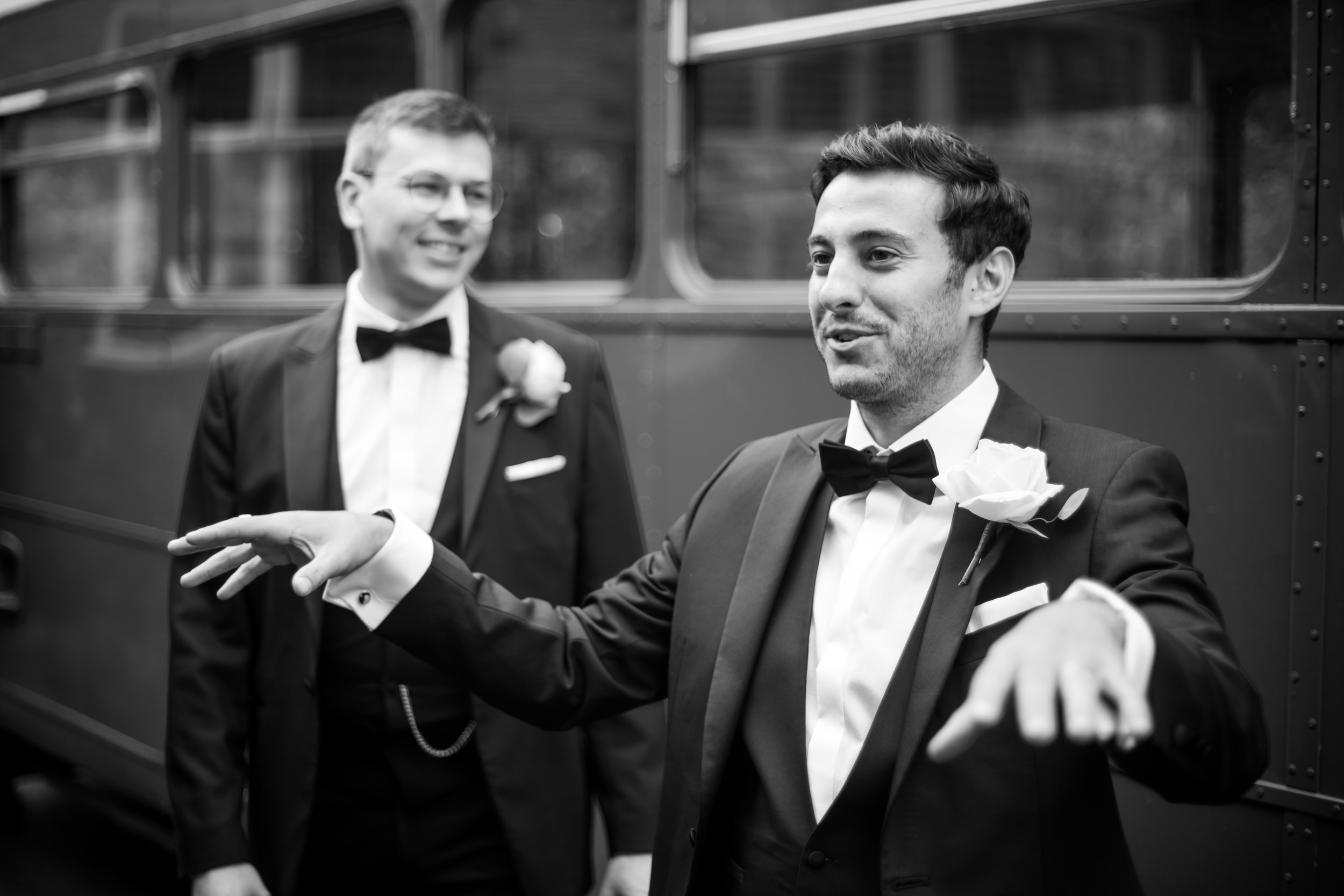 Groomsmen outside the Stanneylands.