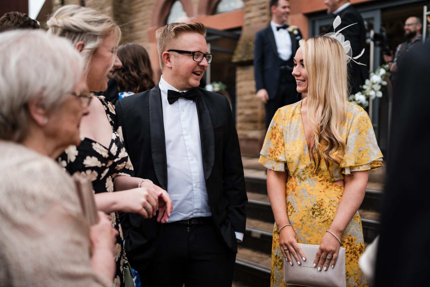 Guests outside of the church. The Stanneylands.
