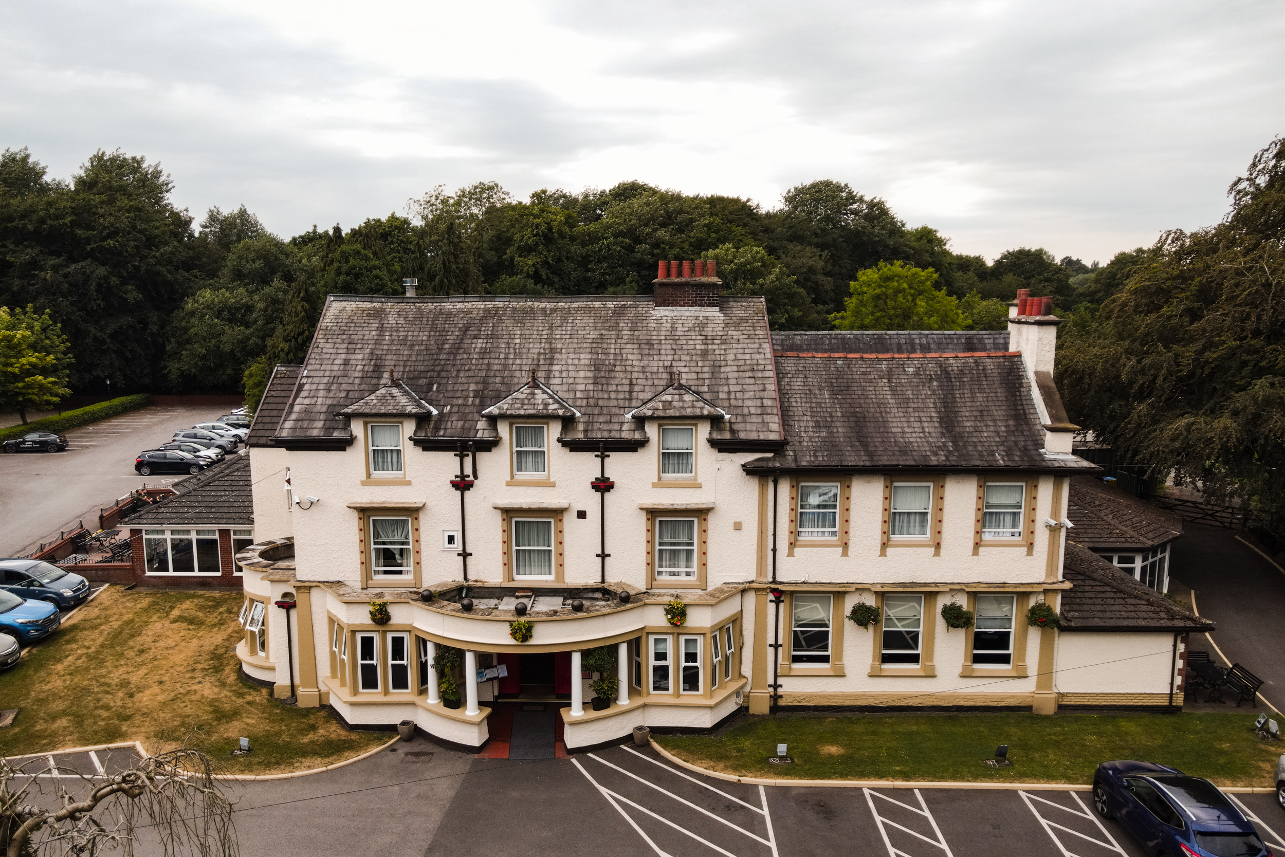 Drone photograph of Briars Hall Hotel