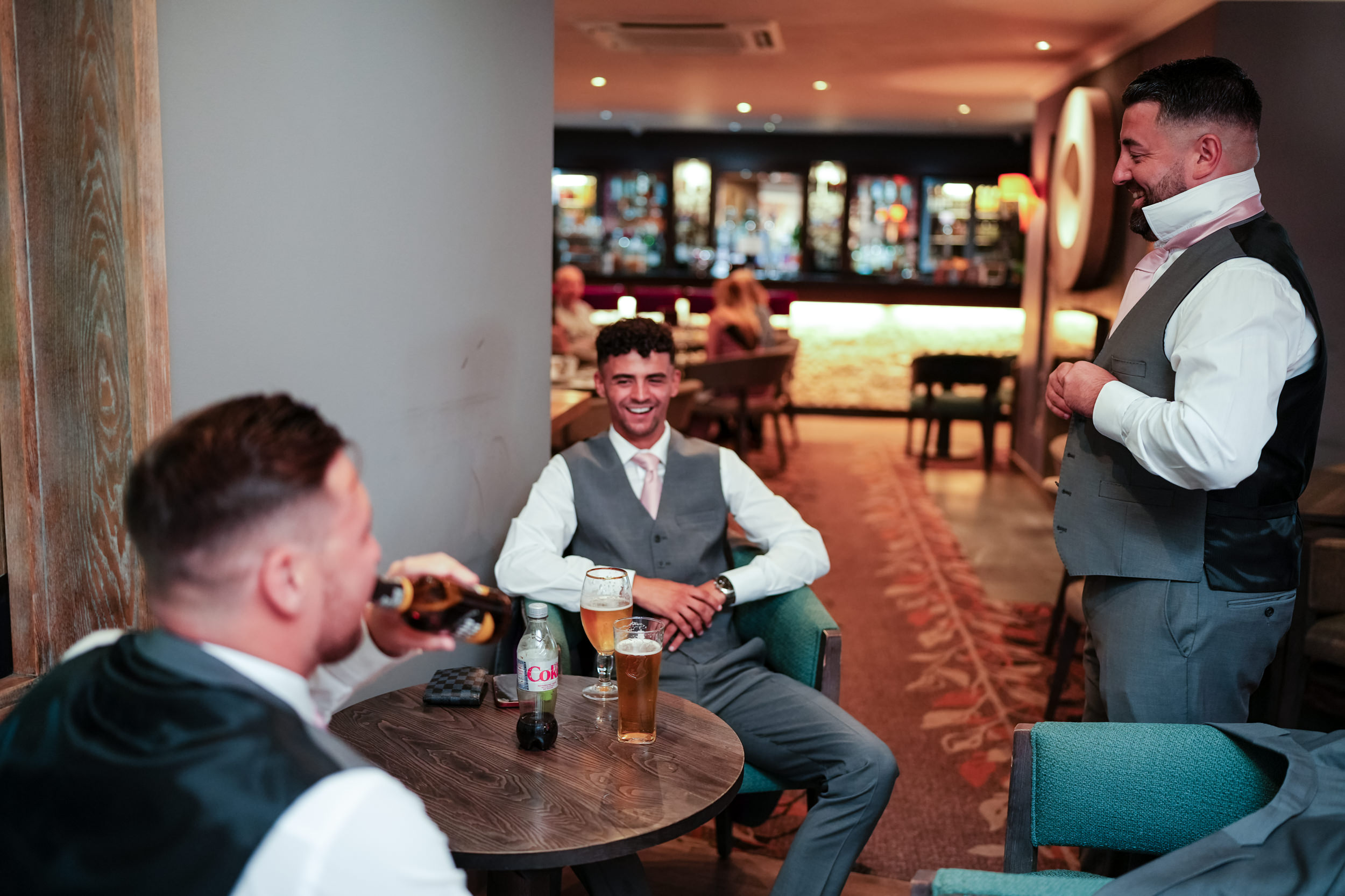 Groomsmen in the bar at Castle Green