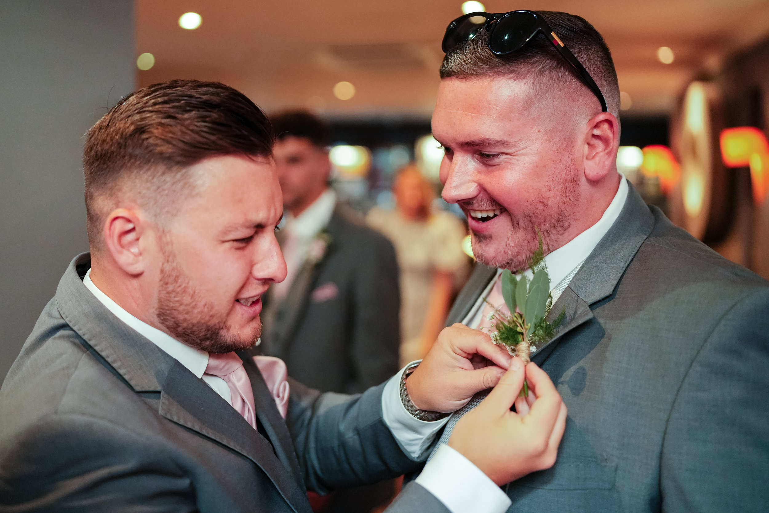 Groomsmen in the bar at Castle Green