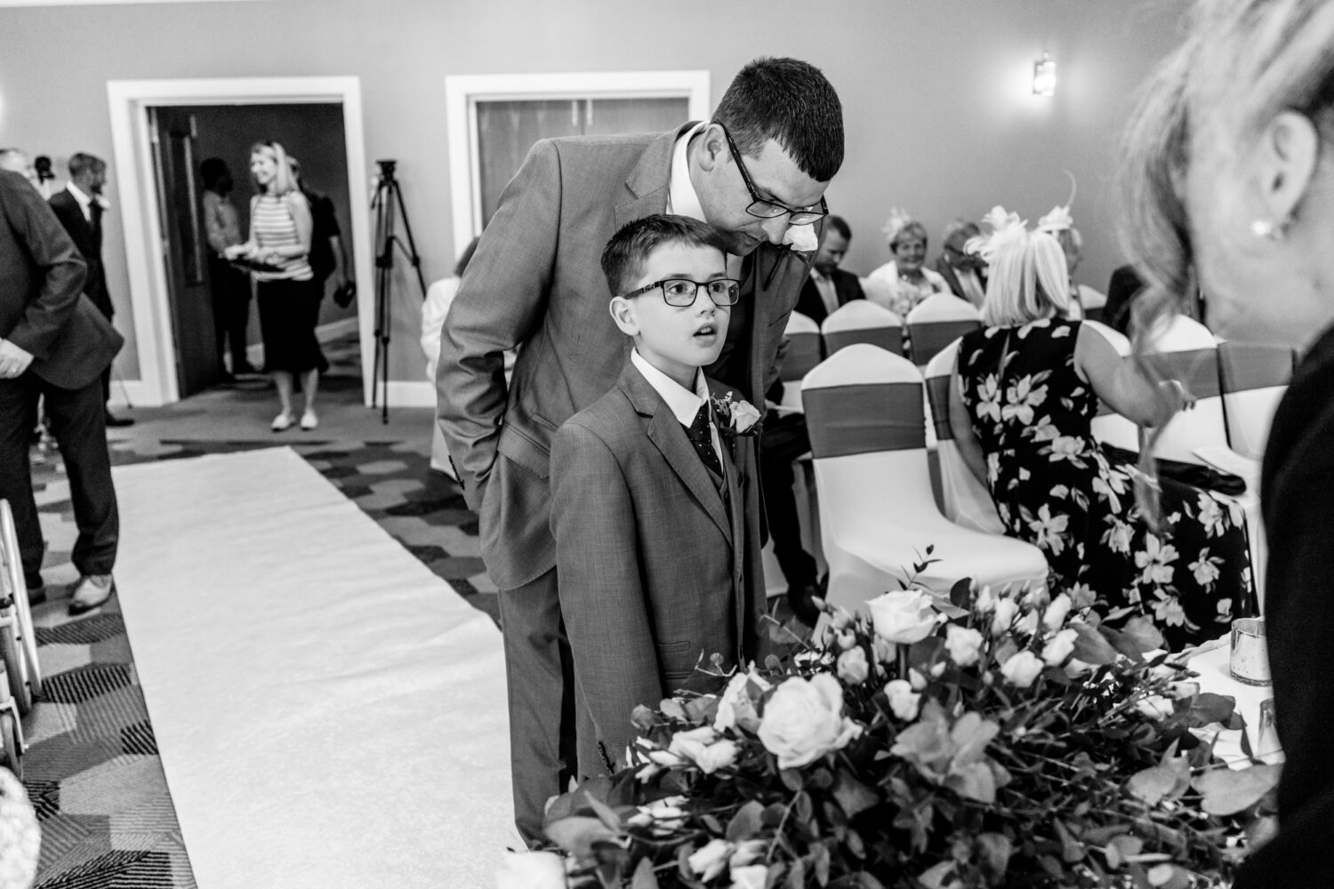 Groom and his son before the ceremony