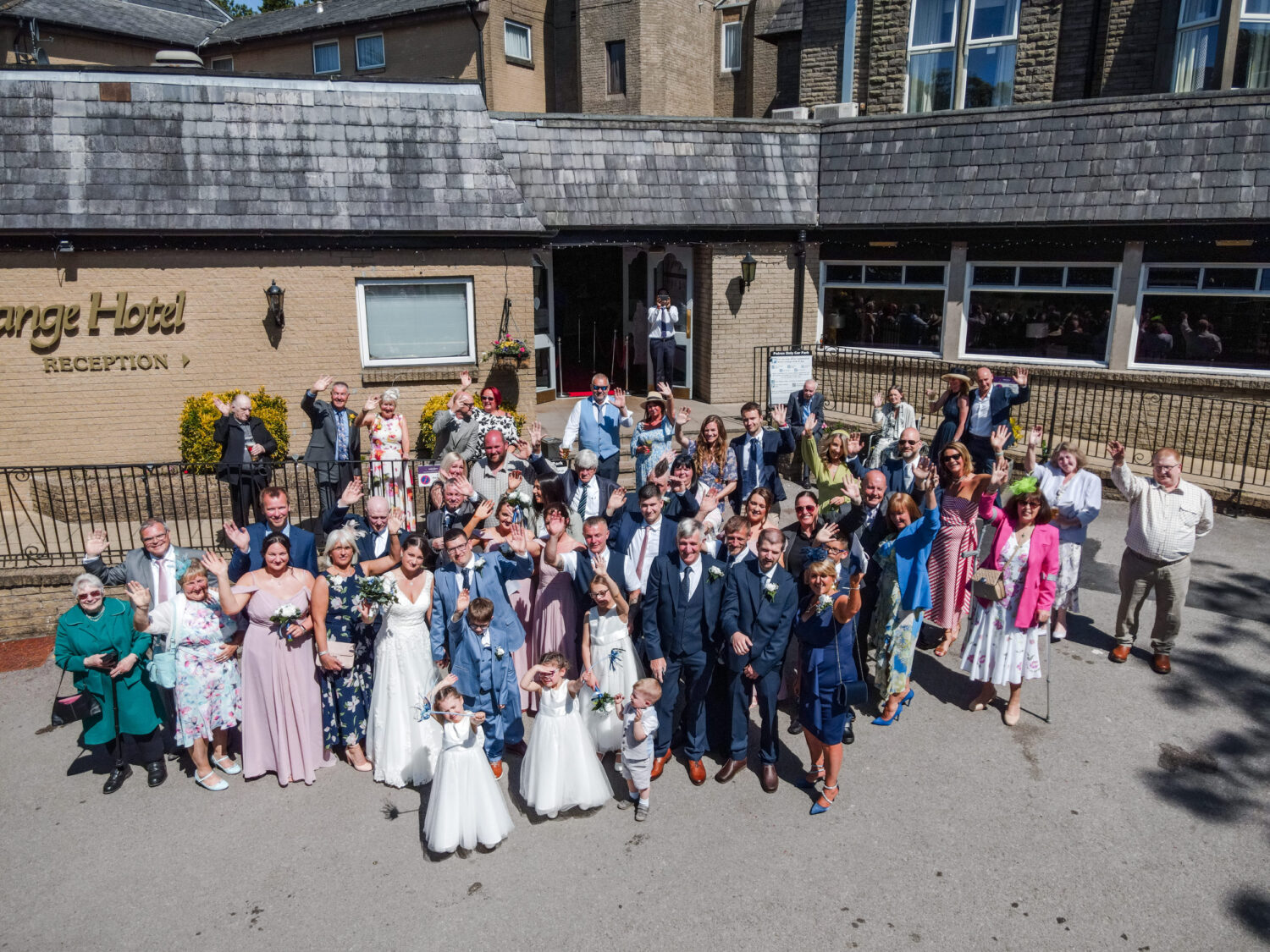 Drone group photo at Norton Grange Hotel