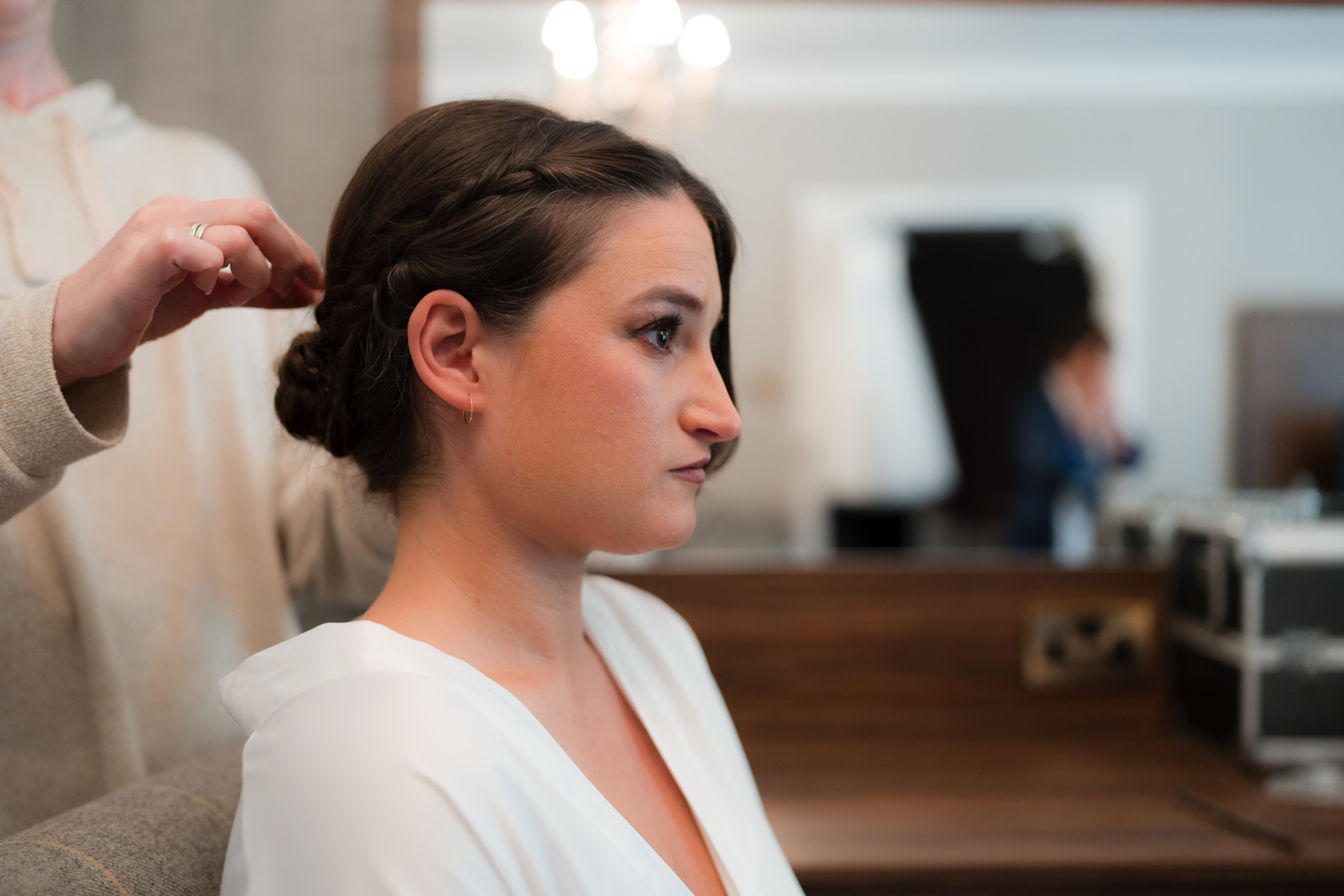 Bride's hair at Norton Grange