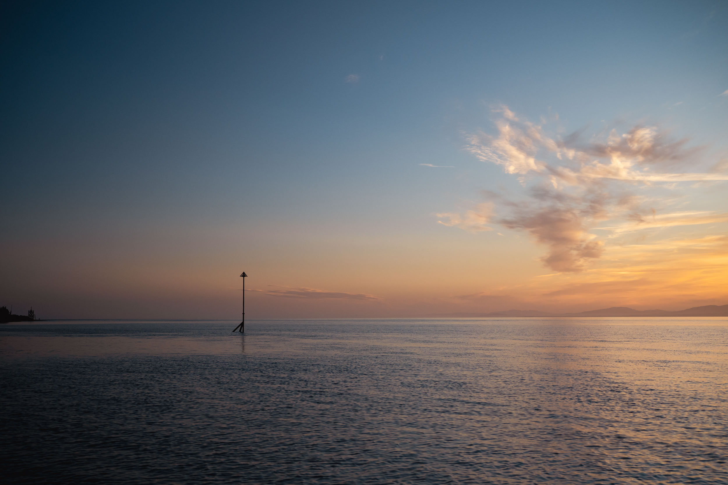 Sunset over the sea in the Lake District