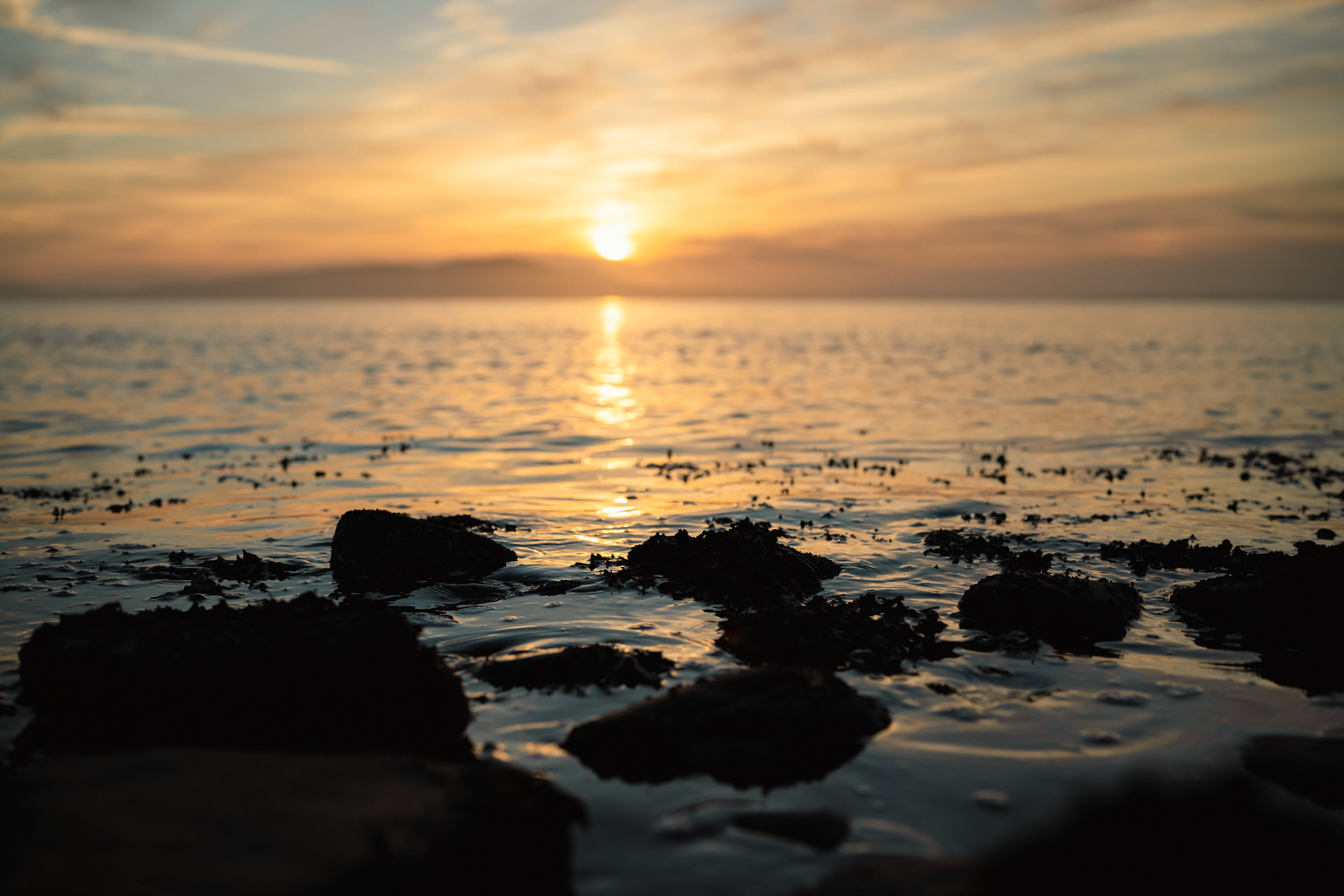 Sunset over the sea in the Lake District