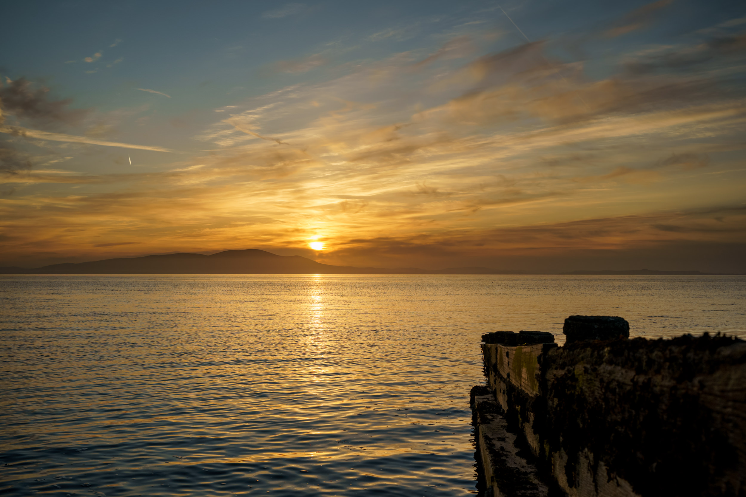 Sunset over the sea in the Lake District