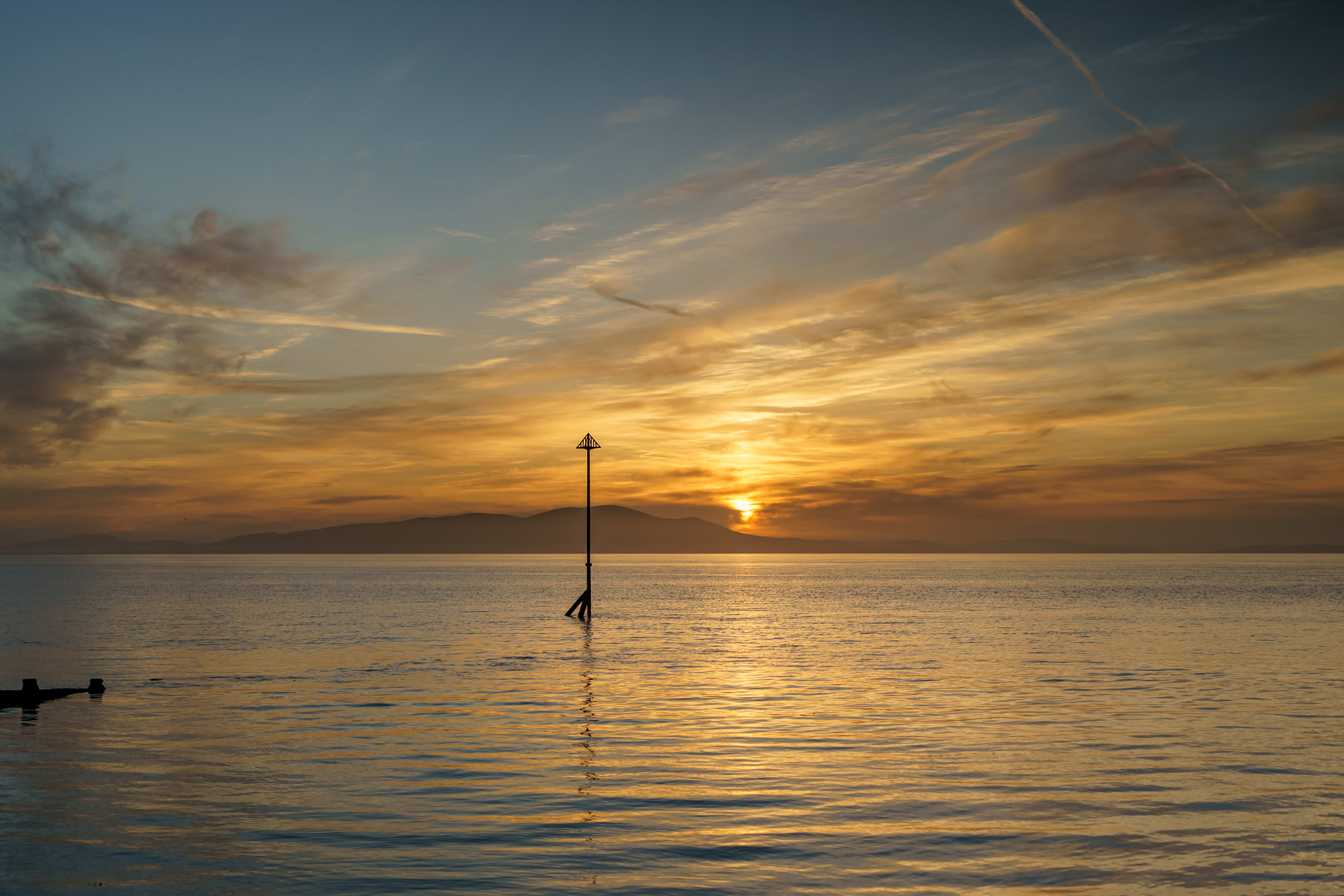Sunset over the sea in the Lake District