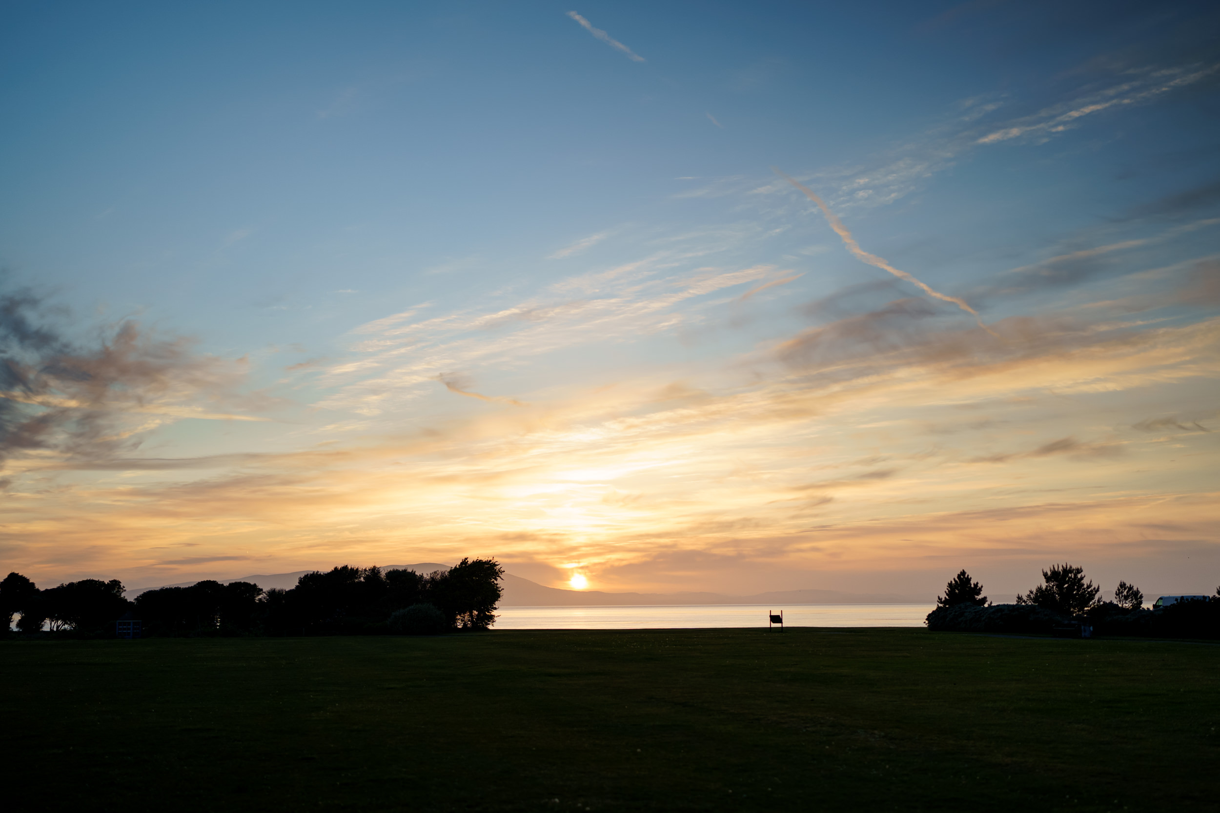 Sunset over the sea in the Lake District