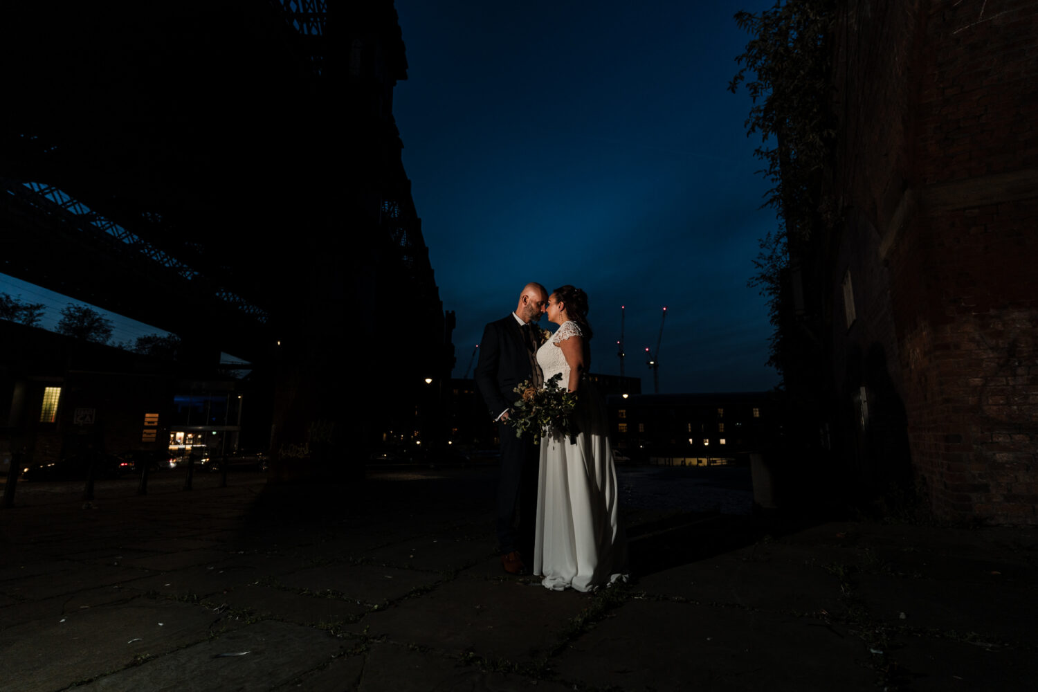 Bride and groom at the Castlefield Rooms