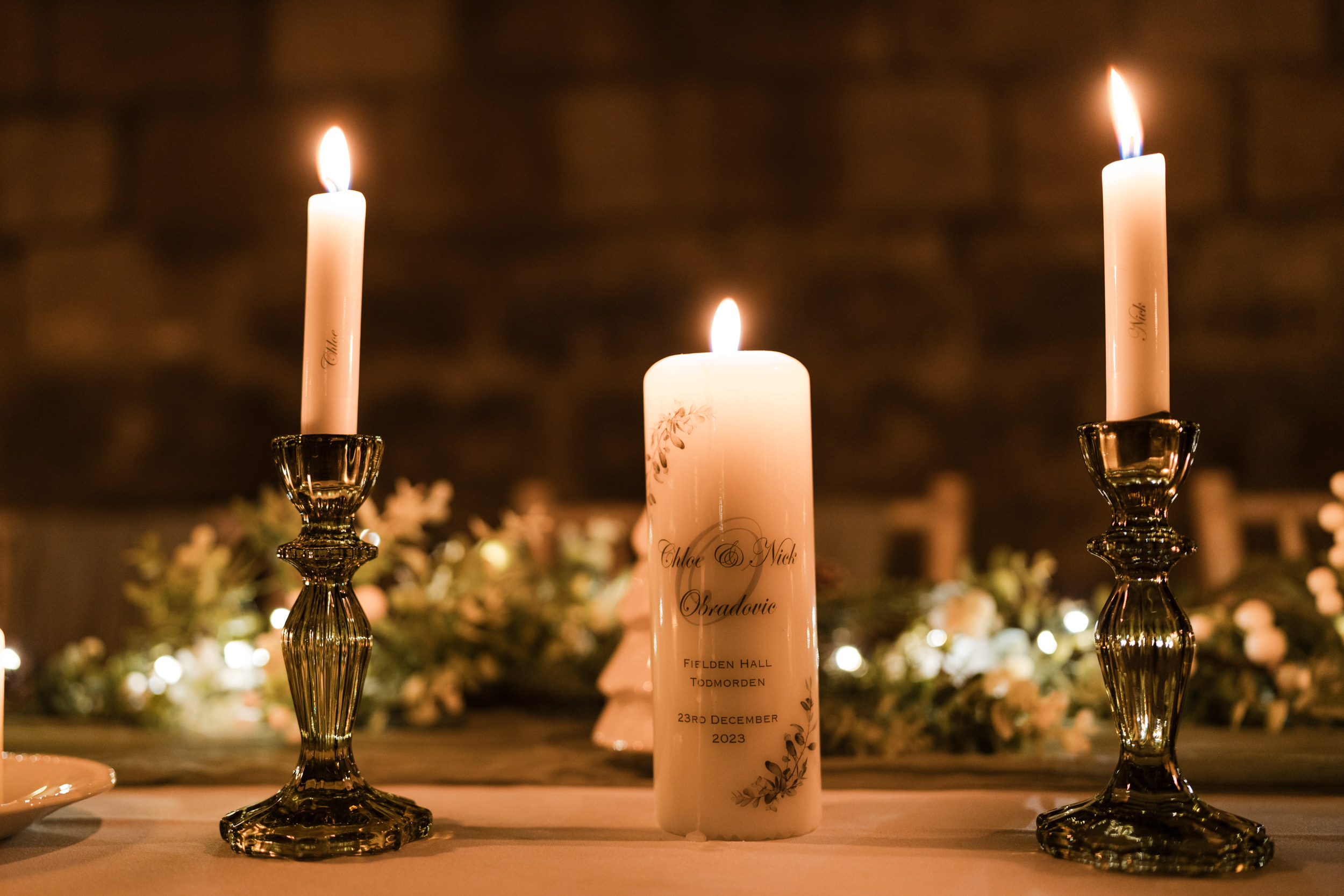 The cermony candles at Fielden Hall