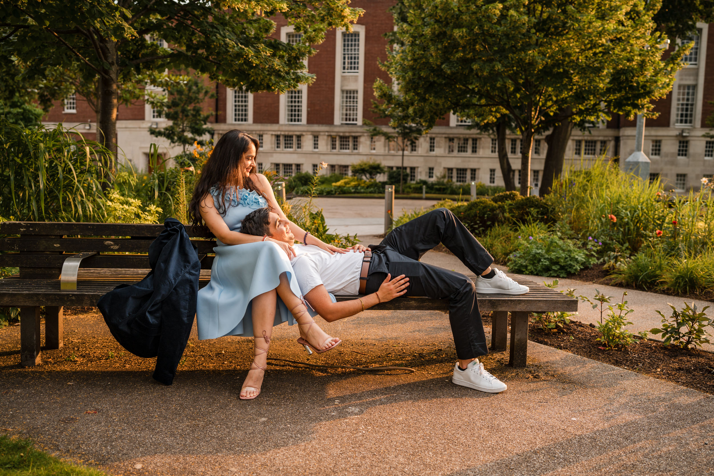 The couple in the Alan Gilbert Square at the University of Manchester.